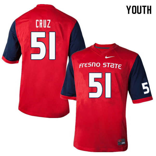Youth #51 Alex Cruz Fresno State Bulldogs College Football Jerseys Sale-Red